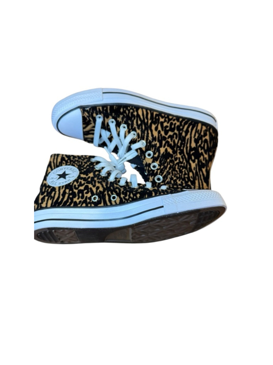 Converse Shoes - Women's Converse Leopard Print High Top Sneakers 8.5 Brown/Black